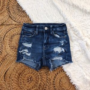 american eagle high rise distressed jean shorts